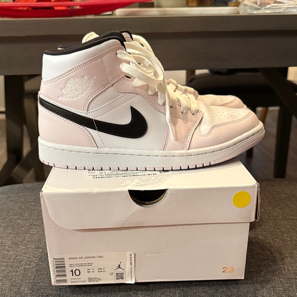 Nike Air Jordan 1 Mid White and Black Sneakers